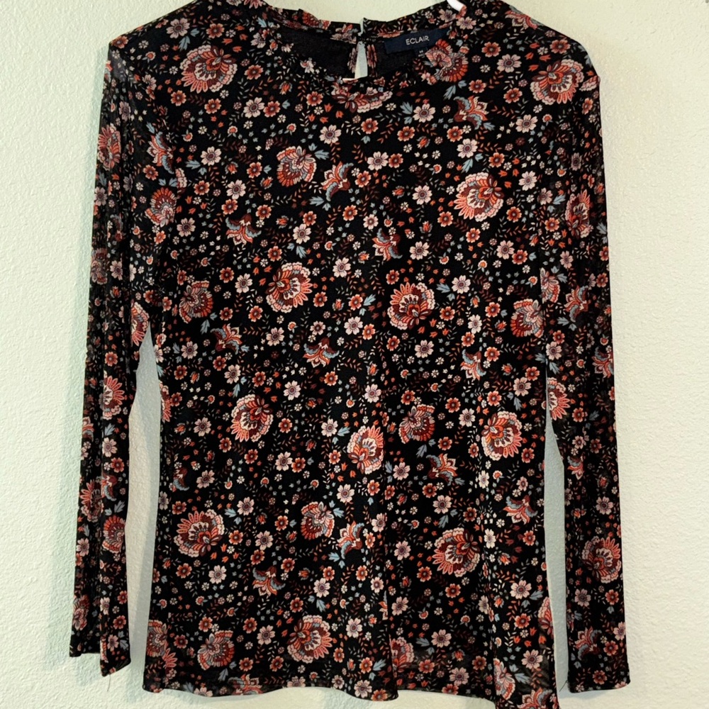 Floral Long Sleeve Sheer Top